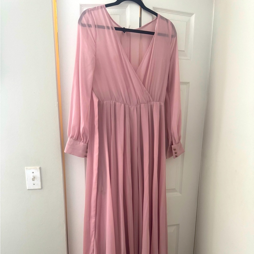 Pink brunch maxi chiffon dress